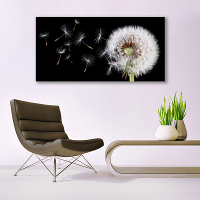 Canvas print Dandelion floral white black