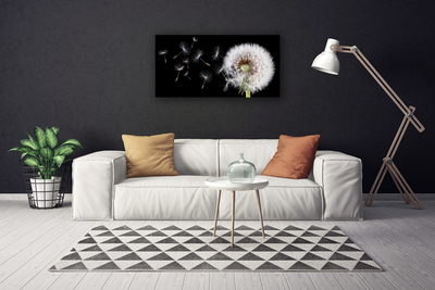 Canvas print Dandelion floral white black
