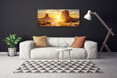 Canvas print Desert sun landscape yellow brown green