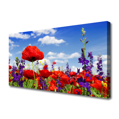 Canvas print Flowers nature red blue purple green