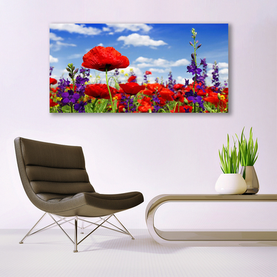 Canvas print Flowers nature red blue purple green