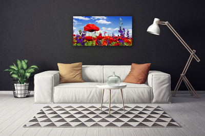 Canvas print Flowers nature red blue purple green