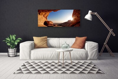 Canvas print Rock sun landscape brown blue