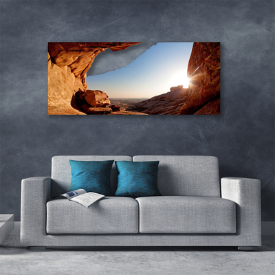 Canvas print Rock sun landscape brown blue
