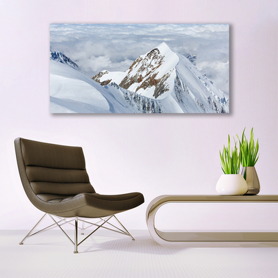 Canvas print Mountains landscape grey white