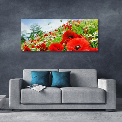 Canvas print Flowers nature red green