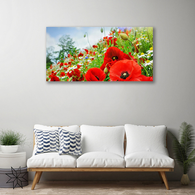 Canvas print Flowers nature red green