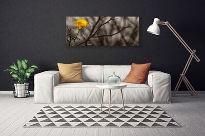 Canvas print Branch flower floral grey yellow