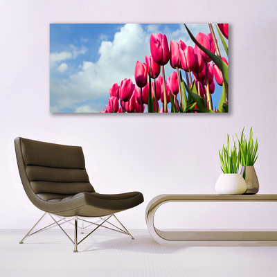 Canvas print Tulip floral pink green