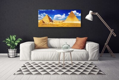 Canvas print Desert pyramids landscape yellow blue