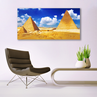 Canvas print Desert pyramids landscape yellow blue
