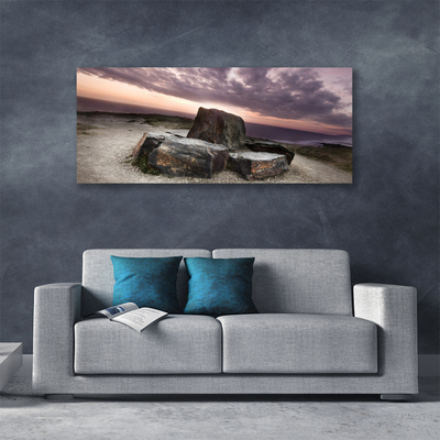 Canvas print Rock landscape grey pink