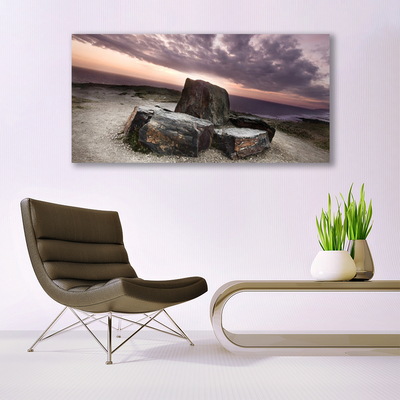 Canvas print Rock landscape grey pink