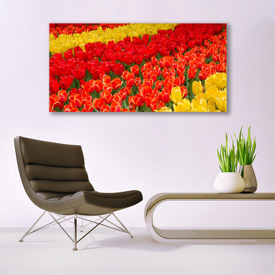 Canvas print Tulips floral red yellow