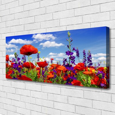 Canvas print Tulips nature red purple green