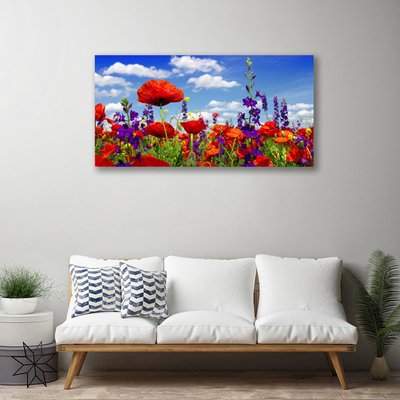 Canvas print Tulips nature red purple green