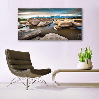 Canvas print Rock landscape grey