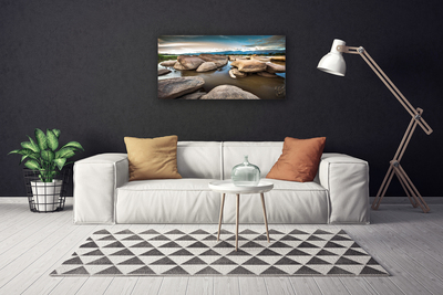 Canvas print Rock landscape grey