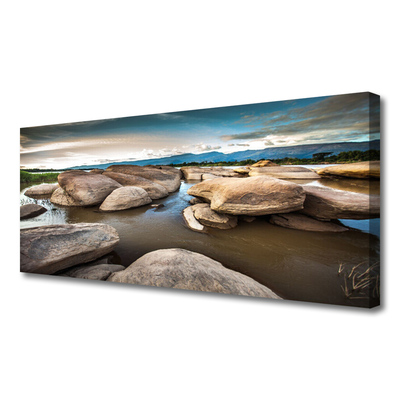 Canvas print Rock landscape grey