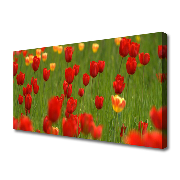 Canvas print Tulips nature brown yellow green