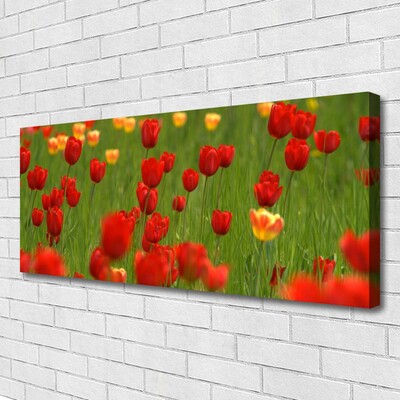 Canvas print Tulips nature brown yellow green