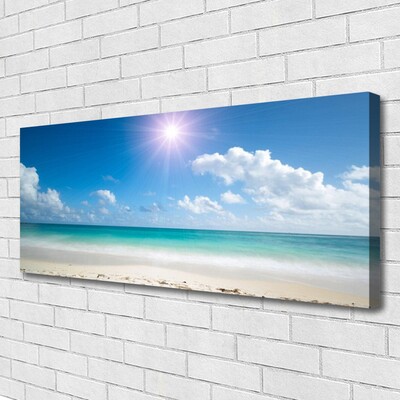 Canvas print Sea beach sun landscape white blue