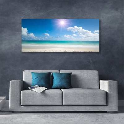 Canvas print Sea beach sun landscape white blue