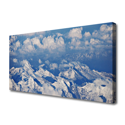 Canvas print Mountain clouds landscape white blue grey