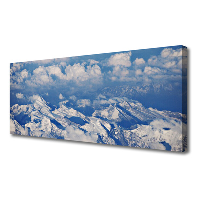 Canvas print Mountain clouds landscape white blue grey