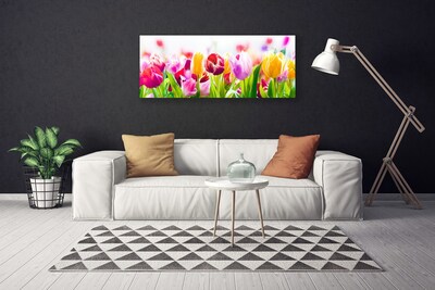 Canvas print Tulips floral red pink green
