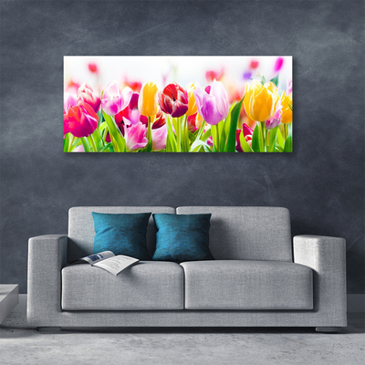 Canvas print Tulips floral red pink green