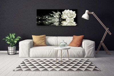 Canvas print Rose floral white black