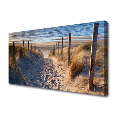 Canvas print Footpath sea landscape green yellow blue