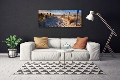 Canvas print Footpath sea landscape green yellow blue