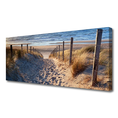 Canvas print Footpath sea landscape green yellow blue