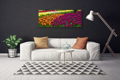 Canvas print Tulips floral yellow red green white