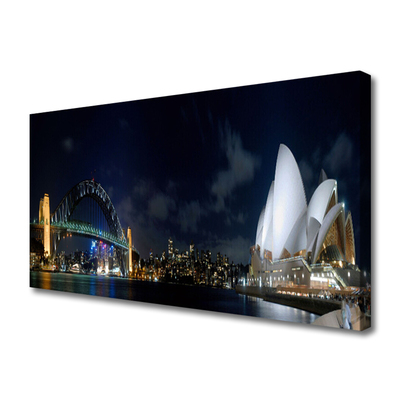 Canvas print Sydney bridge city architecture white blue black