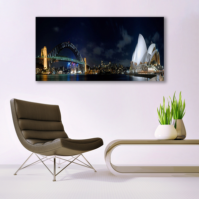 Canvas print Sydney bridge city architecture white blue black