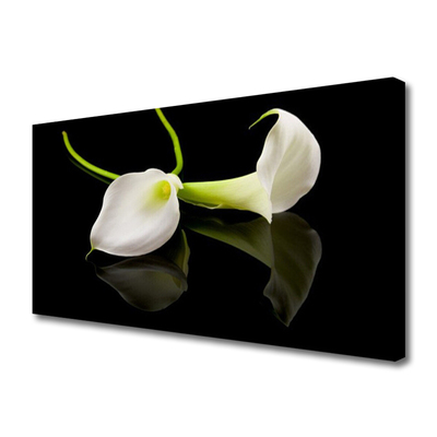 Canvas print Flowers floral white black