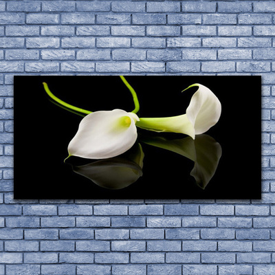 Canvas print Flowers floral white black