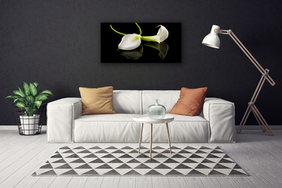 Canvas print Flowers floral white black