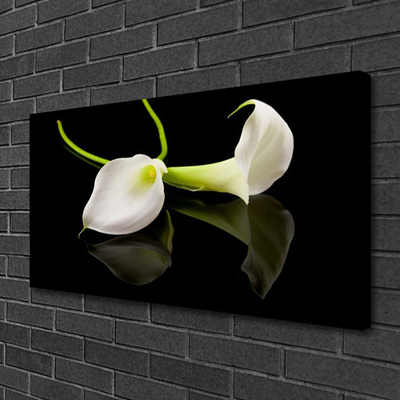 Canvas print Flowers floral white black