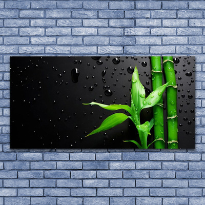 Canvas print Bamboo leaves floral green black