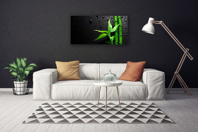 Canvas print Bamboo leaves floral green black