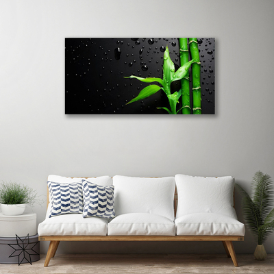 Canvas print Bamboo leaves floral green black