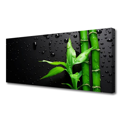 Canvas print Bamboo leaves floral green black