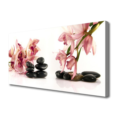 Canvas print Flower stones art brown black white