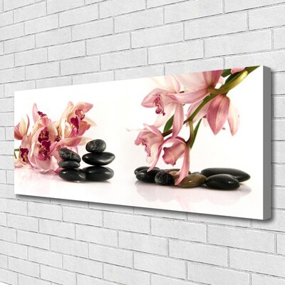 Canvas print Flower stones art brown black white