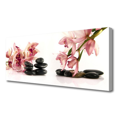 Canvas print Flower stones art brown black white