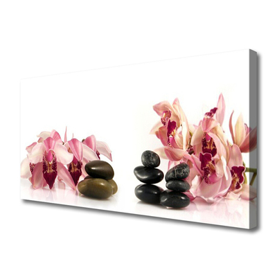 Canvas print Flower stones art brown black white